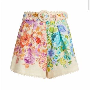 NWT Zimmermann Raie Floral Tuck Shorts